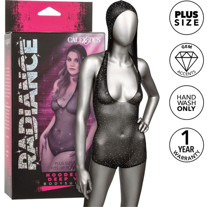 Radiance Bodysuit Com Capuz Deep V Plus Size