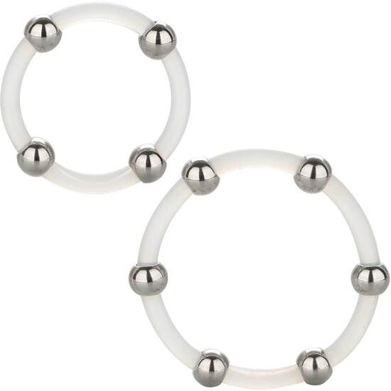 View 2 of Steel Beaded Silicone Ring Set