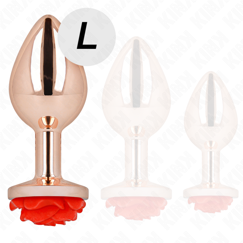 Vista 5 de Kink - Plug Anal Rosa Ouro Com Rosa Vermelha L