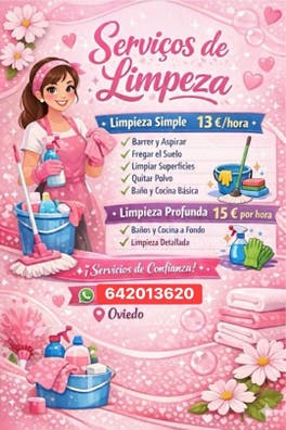 Perfil profesional, limpieza del hogar en Oviedo